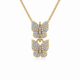 Double Butterfly Diamond Pendant 10K Yellow Gold